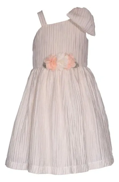 Iris & Ivy Kids' Pleated One-shoulder Taffeta Dress In Ivory