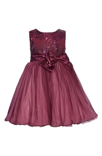 Iris & Ivy Kids' Sequin & Lace Party Dress In Burgundy