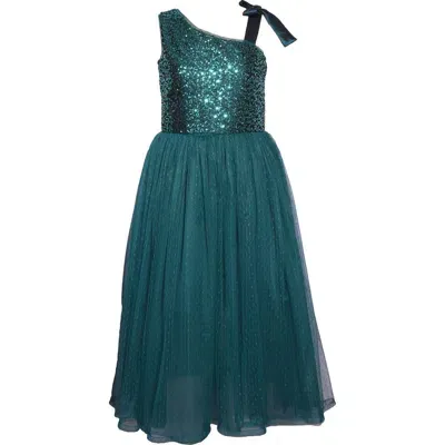 Iris & Ivy Kids' Sequin & Mesh Ballgown In Jade