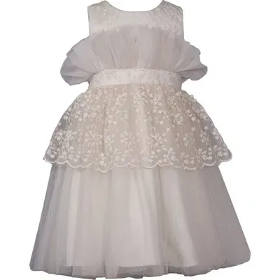 Iris & Ivy Kids' Tulip Bodice Lace & Mikado Party Dress In Ivory