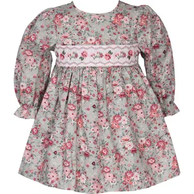 Iris & Ivy Babies'  Long Sleeve Floral Smocked Party Dress In Sage