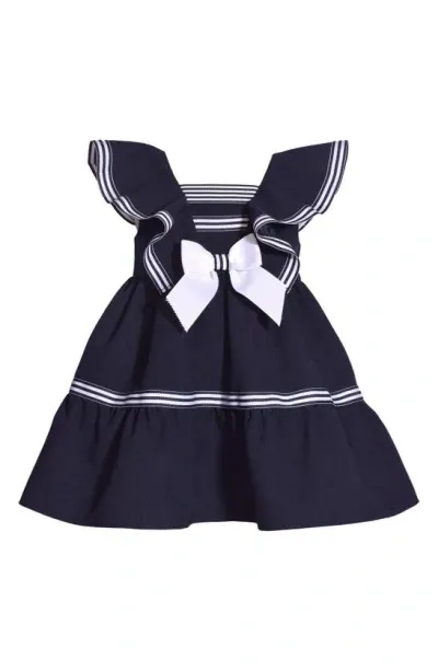 Iris & Ivy Babies' Nautical Flutter Sleeve Dress In Navy