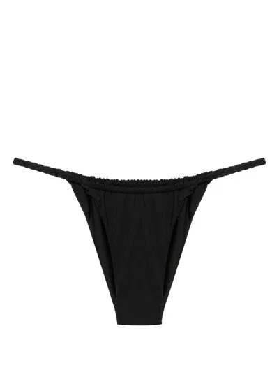 Isa Boulder Black Braided-detail Bikini Bottoms