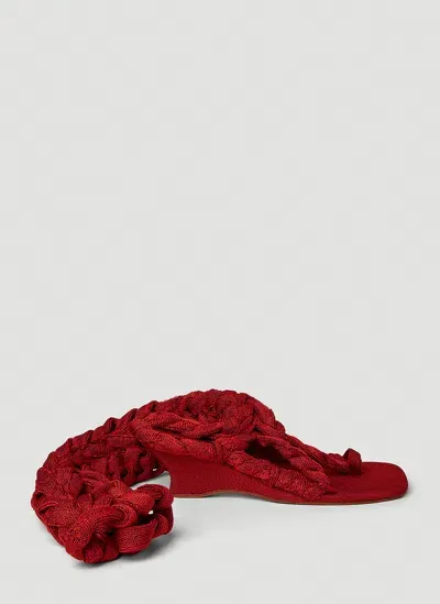 Isa Boulder Knit Boot Sandals In Red