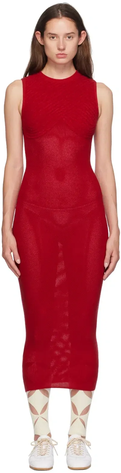 Isa Boulder Red Sweetheart Midi Dress In Blood