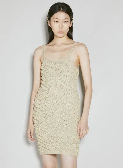 Isa Boulder Sleeveless Cereal Knit Dress In Beige