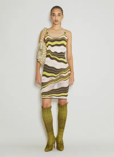 Isa Boulder Wave Knit Midi Dress In Yellow