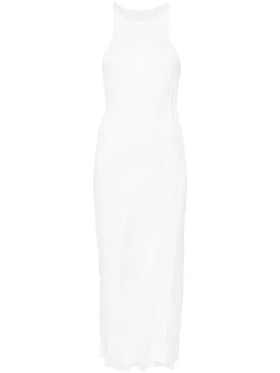 Isa Boulder Walking Sheer-panels Maxi Dress In White