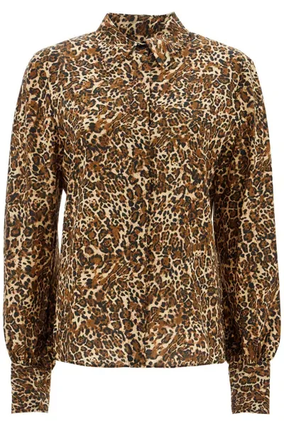 Isabel Marant Camicia Teysa In Seta Leopardata In Brown