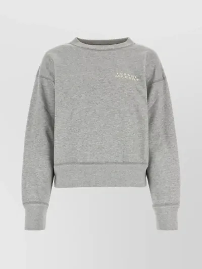 Isabel Marant Cropped Cotton Blend Sweatshirt In Grey