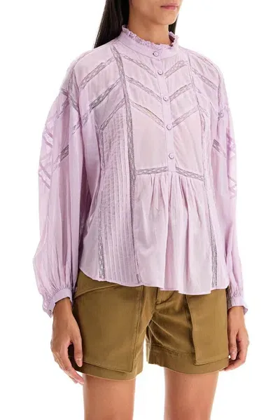 Isabel Marant Étoile Gelma Embroidered Ruffled Blouse In Purple