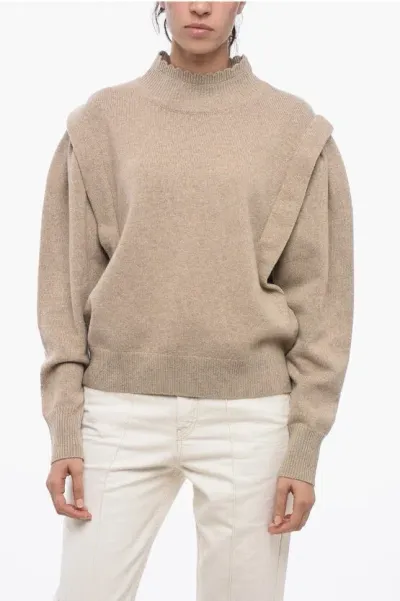 Isabel Marant Etoile Half-neck Sweater With Shouders Detail In Brown