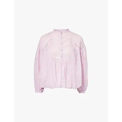 Isabel Marant Étoile Isabel Marant Etoile Womens Lilac Gelma Lace-embroidered Organic-cotton Blouse In Purple