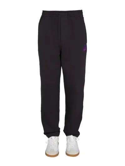 Isabel Marant Flocked Logo Jogging Pants In Blue