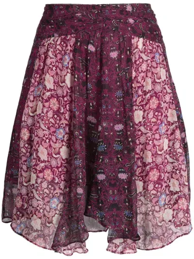 Isabel Marant Floral-print Cotton-silk Miniskirt In Violett