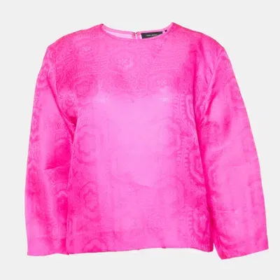 Pre-owned Isabel Marant Fuchsia Pink Floral Silk Jacquard Blouse M