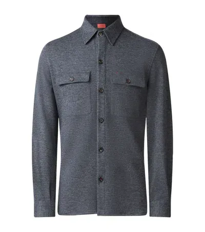 Isaia Cashmere-blend Overshirt In Blue