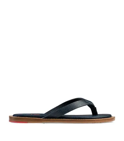 Isaia Leather Sandals In Navy