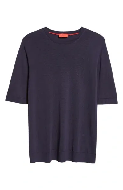 Isaia Silk Sweater In Navy