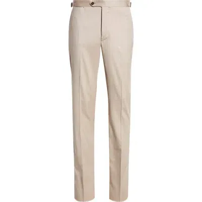 Isaia Stretch Wool & Silk Dress Pants In Light Brown