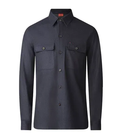 Isaia Wool-cashmere Overshirt In Blue