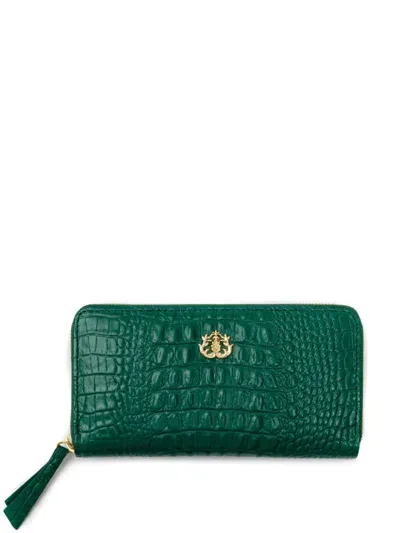 Isla Crocodile-embossed Leather Wallet In Green