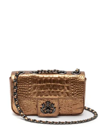 Isla Mini Anne Crocodile-effect Crossbody Bag In Brown