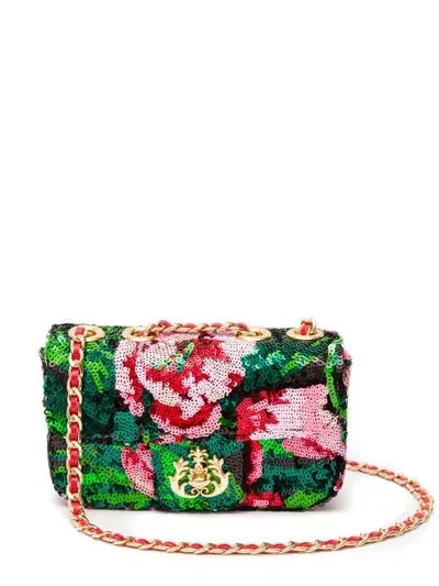 Isla Mini Anne Sequinned Shoulder Bag In Green