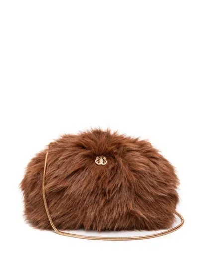 Isla Teddy Faux-fur Shoulder Bag In Brown