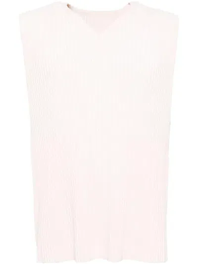 Issey Miyake August Pleated Tank Top In Pink