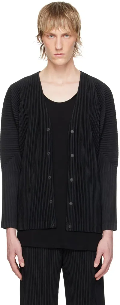 Issey Miyake Black Basics Cardigan In 15-black