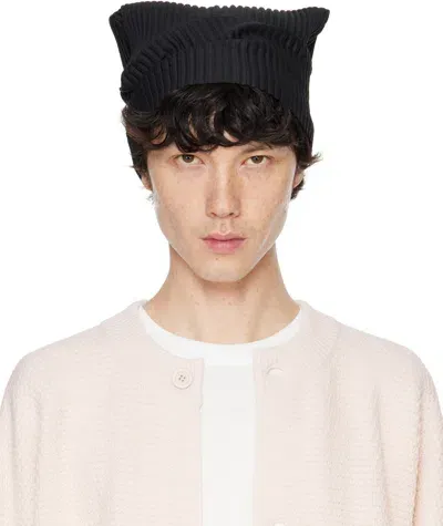 Issey Miyake Black Pleats Tube Beanie