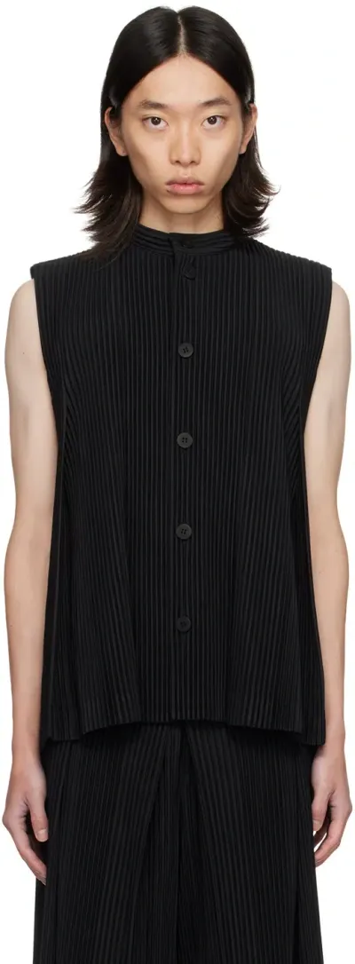 Issey Miyake Black Tucked Vest In 15-black