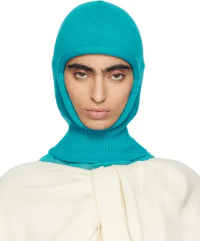 Issey Miyake Blue Chunky Wool Balaclava