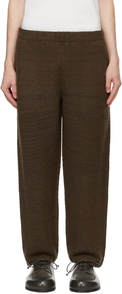 Issey Miyake Brown Rustic Knit Sweatpants