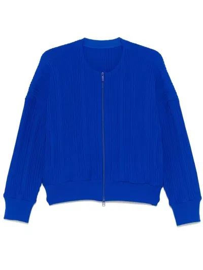 Issey Miyake Crepe Knit Jacket In Blue