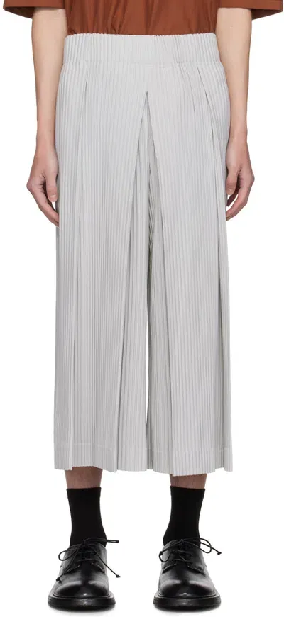 Issey Miyake Gray Tucked Trousers In Grey