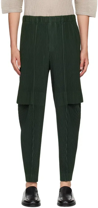 Issey Miyake Green Elasticized Cargo Pants In 67-deep Green