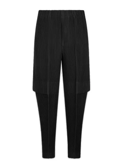 Issey Miyake Homme Plissé  Cargo Pleated Trousers In Black