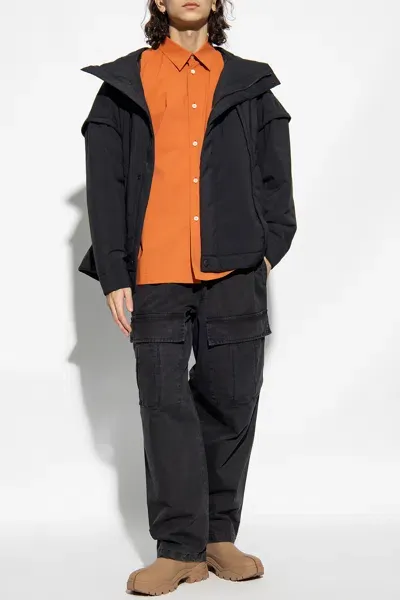 Issey Miyake Black Frame Jacket In Orange