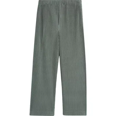 Issey Miyake Homme Plissé  Monthly Colors October Pleated Wide Leg Pull-on Pants In Moss Green