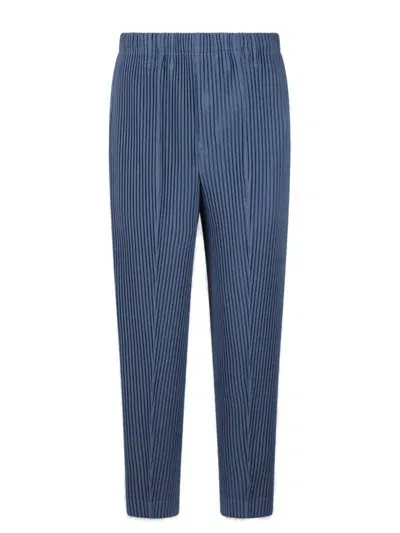 Issey Miyake Homme Plissé  Pleated Cropped Pants In Blue