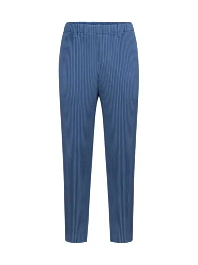 Issey Miyake Pleated Fabric Trousers In Blue Gray