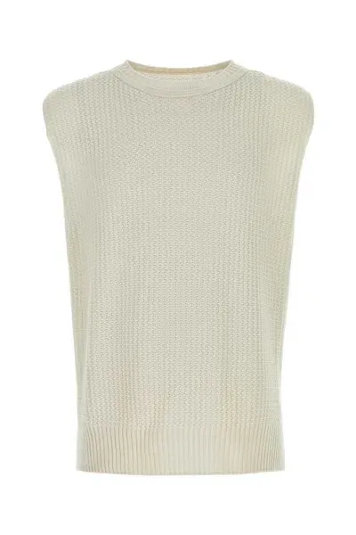 Issey Miyake Ribbed Crew-neck Cotton Vest In White