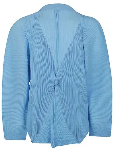 Issey Miyake Leaf Pleats Cardigan Clothing In Blue