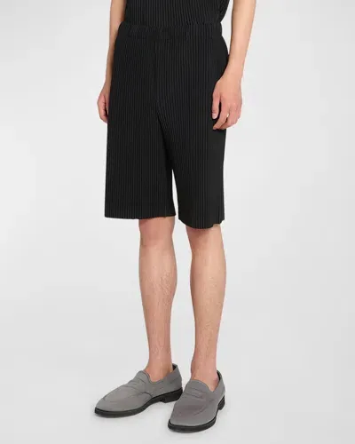 Issey Miyake May Plissé Pleated Bermuda Shorts In Black