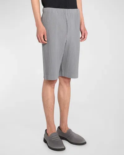 Issey Miyake Men's Mc May Pleated Shorts In Grey