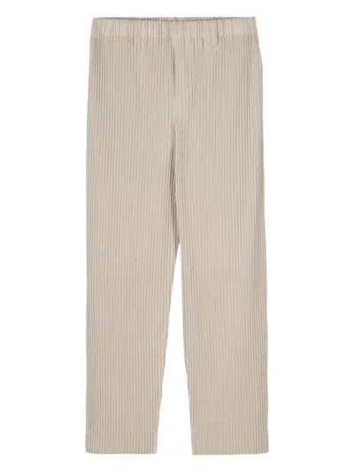 Issey Miyake Neutral Color Pleats Straight Trousers In Neutrals