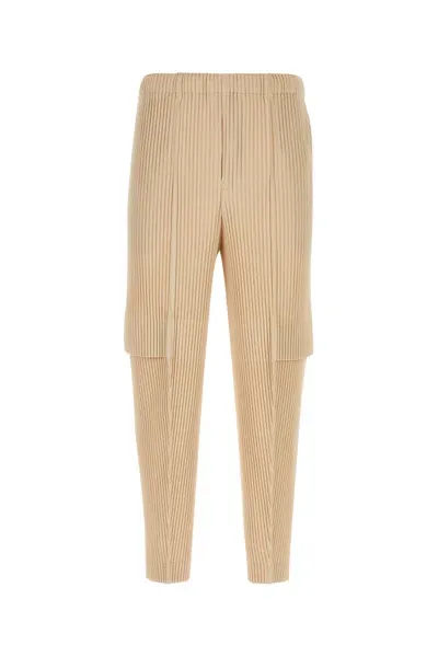 Issey Miyake Homme Plissé  Cargo Pleated Trousers In Beige