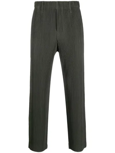 Issey Miyake Pleated-cropped-trousers In Grey